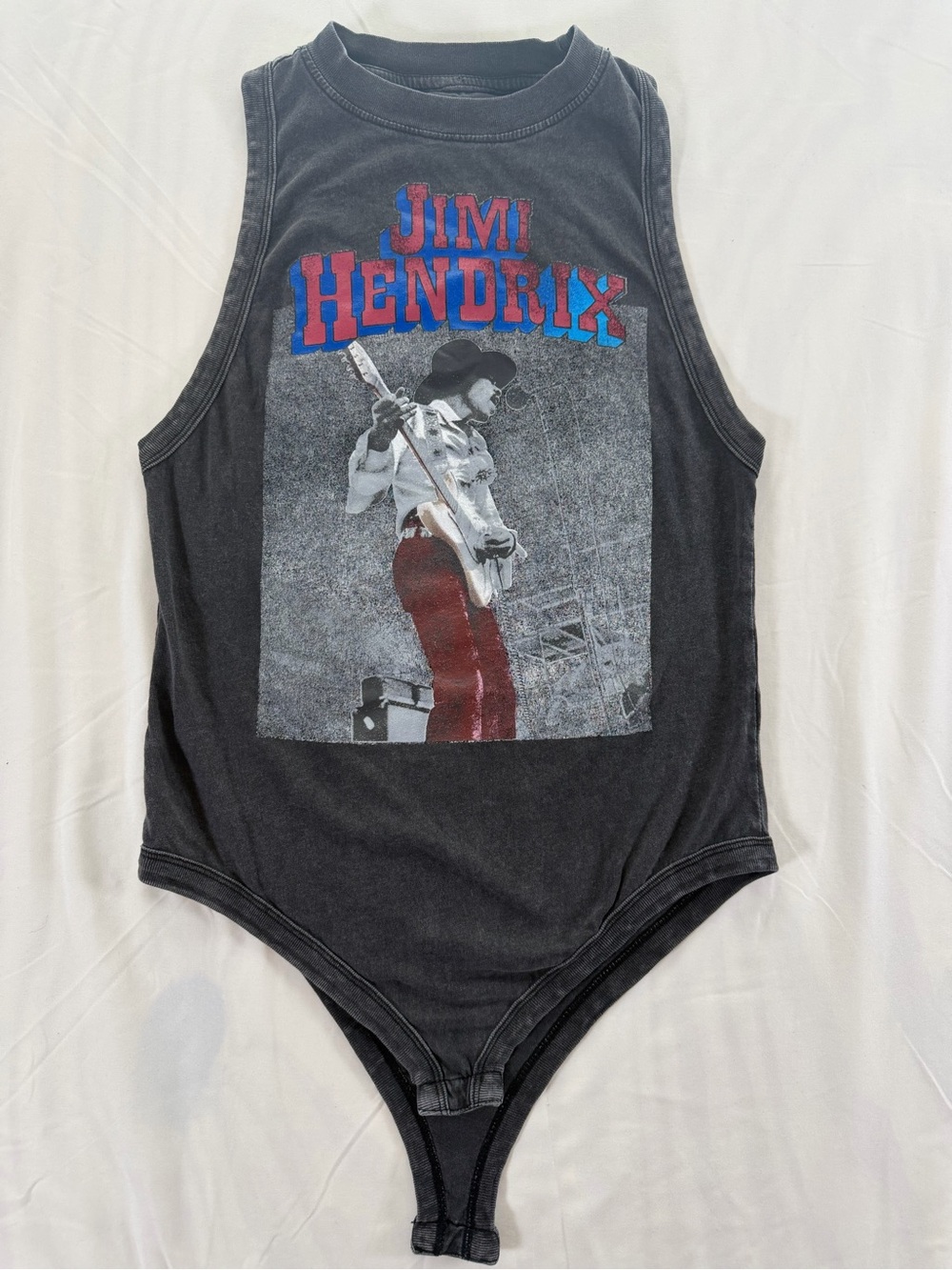 Jimi Hendrix Graphic Acid Wash Racerback Bodysuit Tank